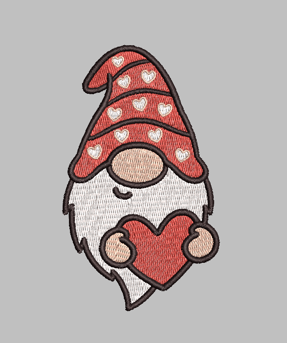 Heart Hat Gnome Embroidery Design File | Digital Download | 6 Sizes & 7 Formats Included