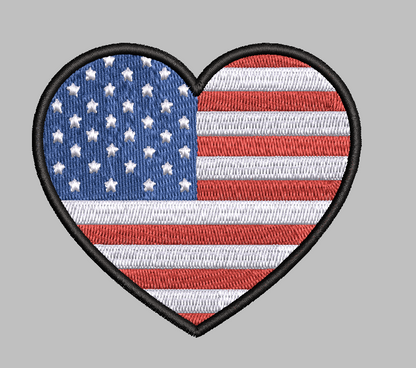 American Heart Embroidery Design File | Digital Download | 6 Sizes & 7 Formats Included