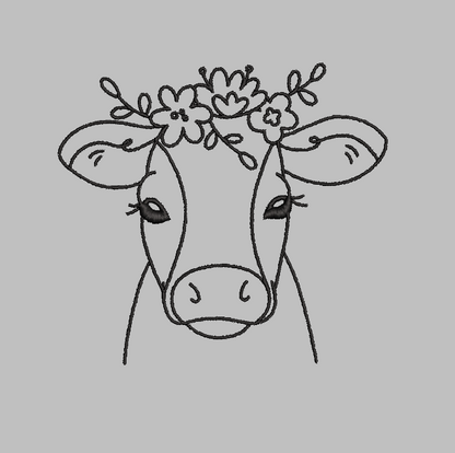 Cow Outline Embroidery Design File | Digital Download | 6 Sizes & 7 Formats Included