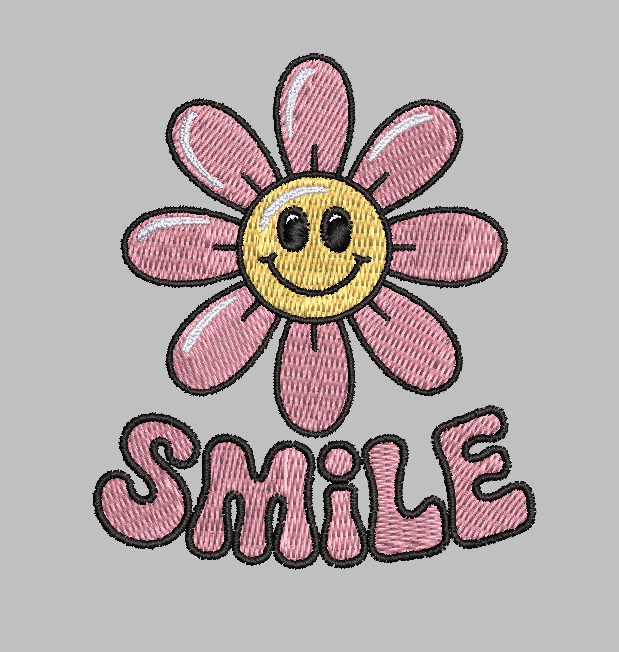 Smile Flower Embroidery Design File | Digital Download | 6 Sizes & 7 Formats Included (Copy) Threaded Dreams