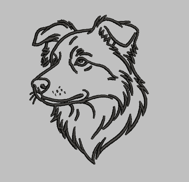 Border Collie Outline Embroidery Design File | Digital Download | 6 Sizes & 7 Formats Included