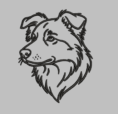 Border Collie Outline Embroidery Design File | Digital Download | 6 Sizes & 7 Formats Included