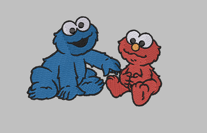 Elmo and Cookie Monster Baby Sesame Street Embroidery Design File | Digital Download | 6 Sizes & 7 Formats Included Threaded Dreams