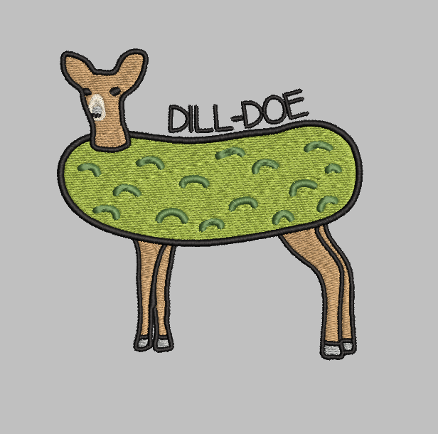 Dill-Doe Embroidery Design File | Digital Download | 6 Sizes & 7 Formats Included Threaded Dreams