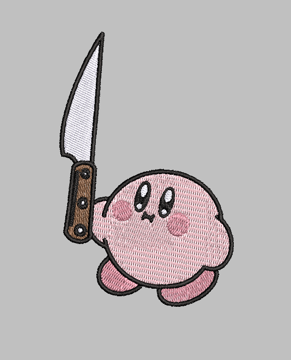 Kirby Knife Embroidery Design File | Digital Download | 6 Sizes & 7 Formats Included Threaded Dreams