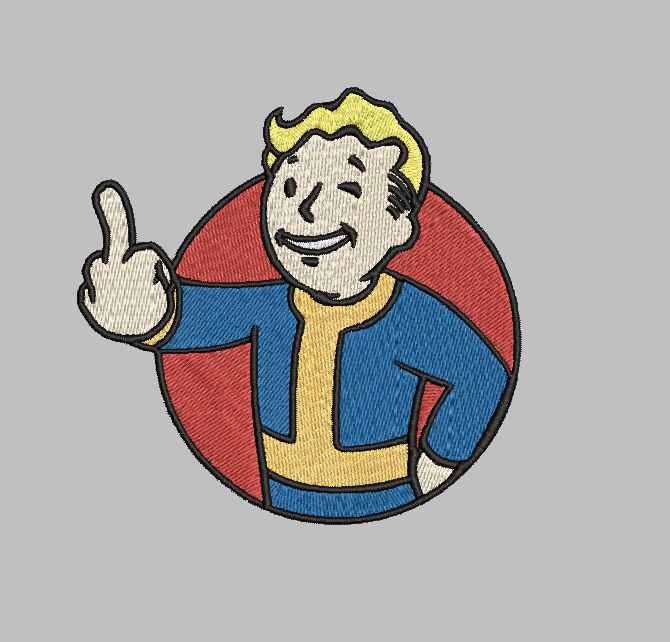 Fallout Vault Boy Middle Finger Embroidery Design File | Digital Download | 6 Sizes & 7 Formats Included Threaded Dreams