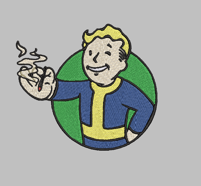 Fallout Vault Boy Smoke Embroidery Design File | Digital Download | 6 Sizes & 7 Formats Included Threaded Dreams