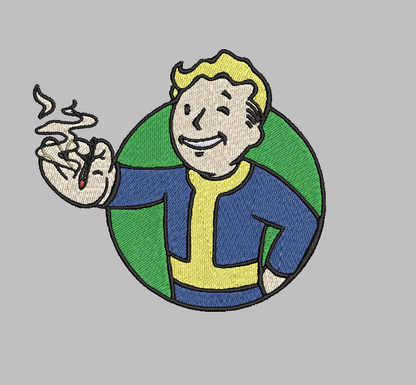 Fallout Vault Boy Smoke Embroidery Design File | Digital Download | 6 Sizes & 7 Formats Included Threaded Dreams