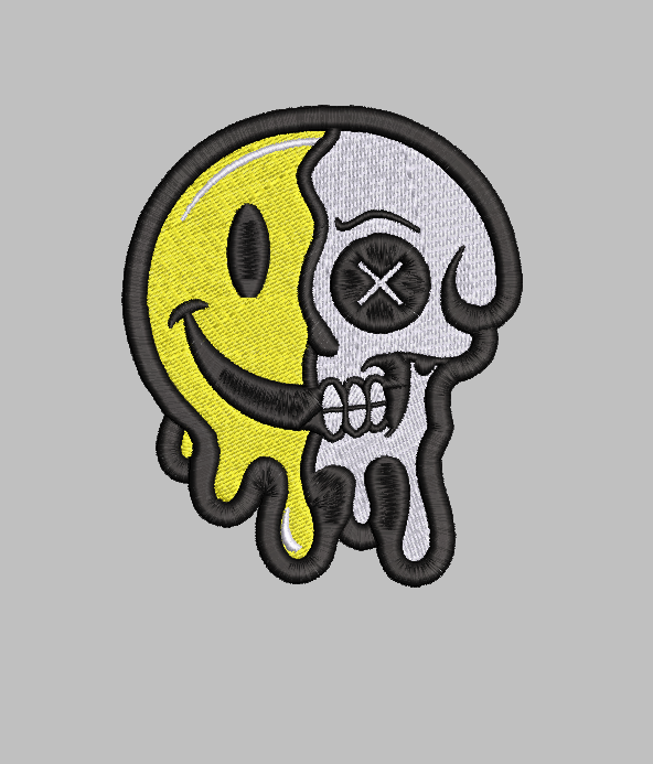 Half Smile Half Skull Embroidery Design File | Digital Download | 6 Sizes & 7 Formats Included Threaded Dreams