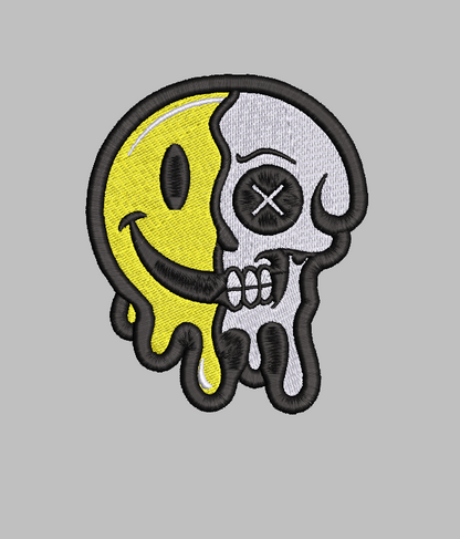 Half Smile Half Skull Embroidery Design File | Digital Download | 6 Sizes & 7 Formats Included Threaded Dreams