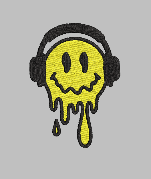 Music Smile Face Embroidery Design File | Digital Download | 6 Sizes & 7 Formats Included Threaded Dreams