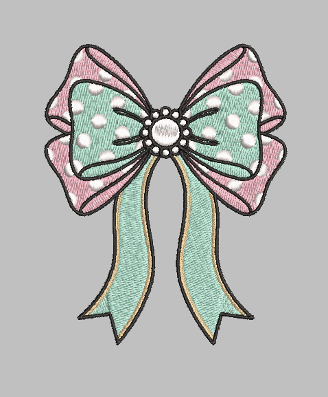 Polka Dot Bow Embroidery Design File | Digital Download | 6 Sizes & 7 Formats Included Threaded Dreams