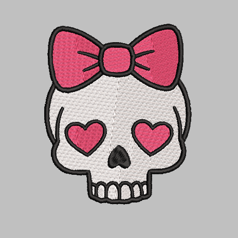 Pink Bow Skull Embroidery Design File | Digital Download | 6 Sizes & 7 Formats Included Threaded Dreams