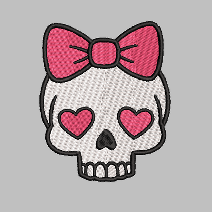 Pink Bow Skull Embroidery Design File | Digital Download | 6 Sizes & 7 Formats Included Threaded Dreams