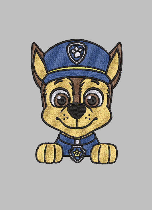 Paw Patrol Chase Embroidery Design File | Digital Download | 6 Sizes & 7 Formats Included Threaded Dreams