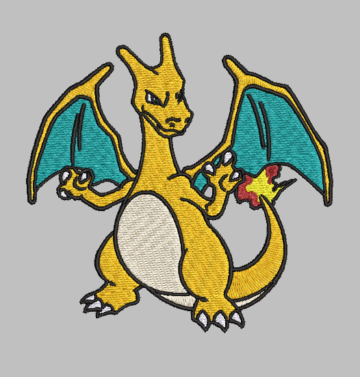 Pokémon Charizard Embroidery Design File | Digital Download | 6 Sizes & 7 Formats Included Threaded Dreams
