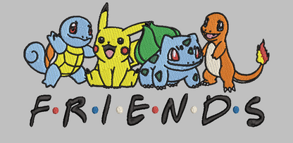 Pokémon Friends Embroidery Design File | Digital Download | 6 Sizes & 7 Formats Included Threaded Dreams