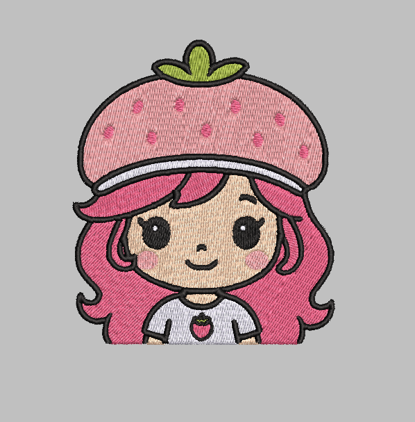 Strawberry Shortcake Cartoon Embroidery Design File | Digital Download | 6 Sizes & 7 Formats Included Threaded Dreams