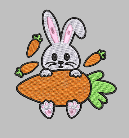Easter Bunny With Carrot Embroidery Design File | Digital Download | 6 Sizes & 7 Formats Included Threaded Dreams