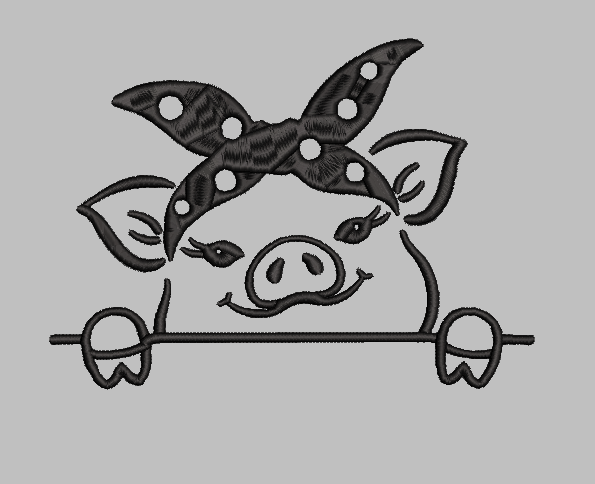 Pig Peeking Embroidery Design File | Digital Download | 6 Sizes & 7 Formats Included Threaded Dreams