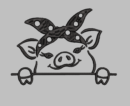 Pig Peeking Embroidery Design File | Digital Download | 6 Sizes & 7 Formats Included Threaded Dreams
