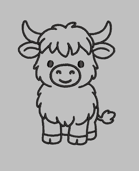 Highland Cow Embroidery Design File | Digital Download | 6 Sizes & 7 Formats Included Threaded Dreams