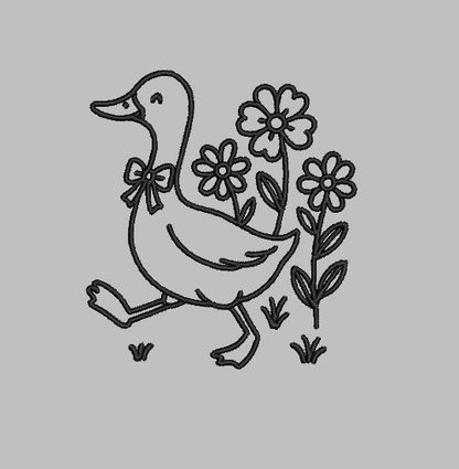 Duck with Flowers Embroidery Design File | Digital Download | 6 Sizes & 7 Formats Included Threaded Dreams