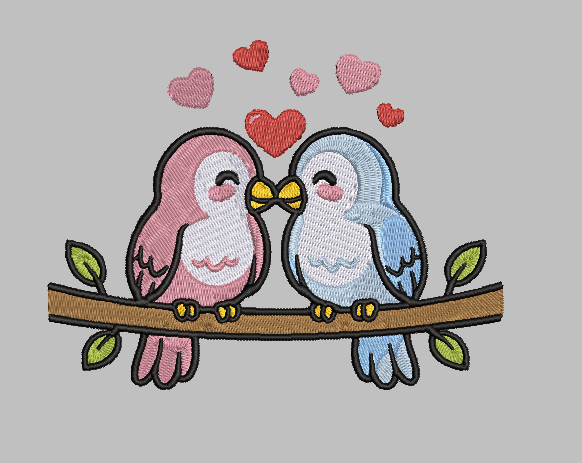 Love Birds Embroidery Design File | Digital Download | 6 Sizes & 7 Formats Included Threaded Dreams