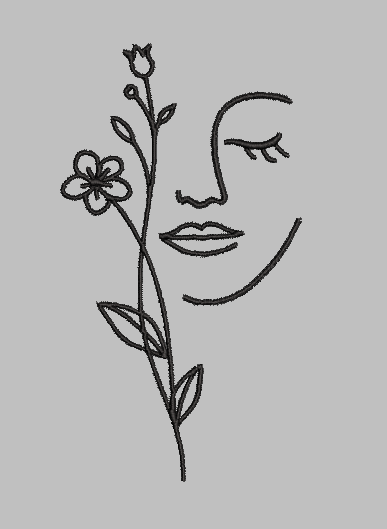 Feminine Face Embroidery Design File | Digital Download | 6 Sizes & 7 Formats Included Threaded Dreams