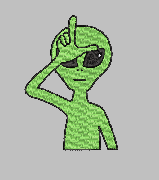 Alien Embroidery Design File | Digital Download | 6 Sizes & 7 Formats Included Threaded Dreams