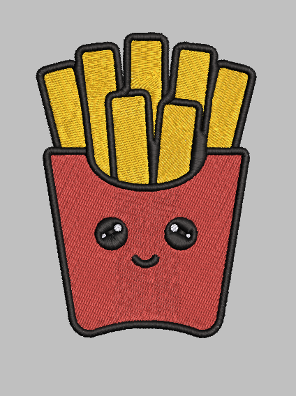 French Fries Embroidery Design File | Digital Download | 6 Sizes & 7 Formats Included Threaded Dreams