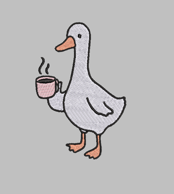 Cozy Goose Coffee Embroidery Design File | Digital Download | 6 Sizes & 7 Formats Included Threaded Dreams