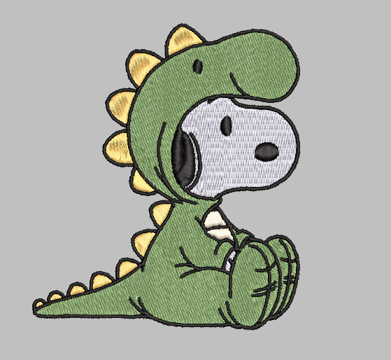 Dino Snoopy Embroidery Design File | Digital Download | 6 Sizes & 7 Formats Included Threaded Dreams