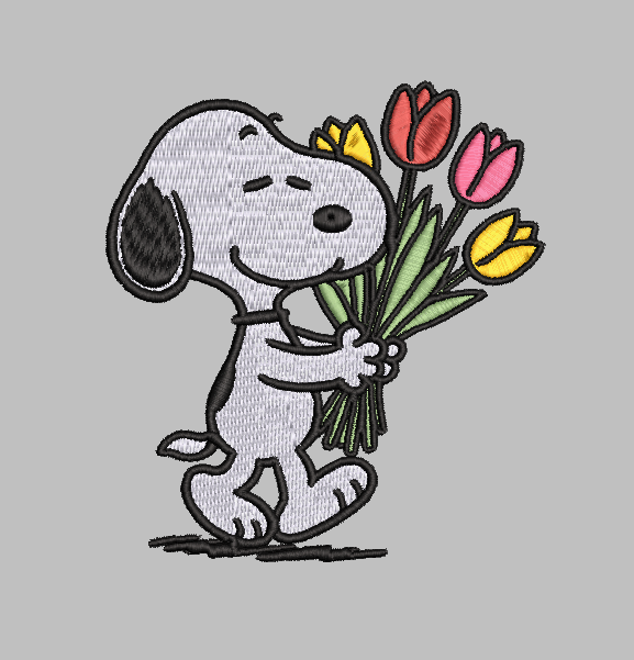 Snoopy Flowers Embroidery Design File | Digital Download | 6 Sizes & 7 Formats Included Threaded Dreams