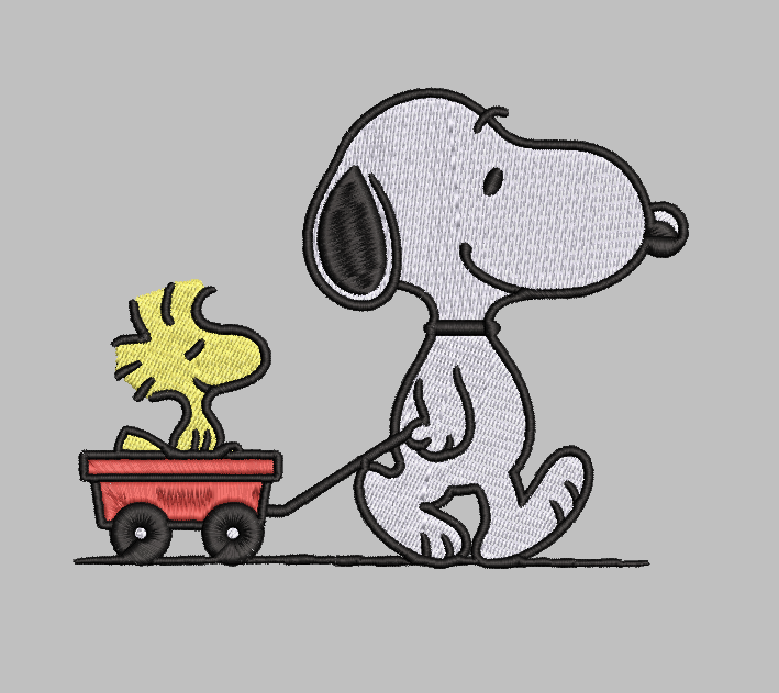 Snoopy Woodstock Wagon Embroidery Design File | Digital Download | 6 Sizes & 7 Formats Included Threaded Dreams