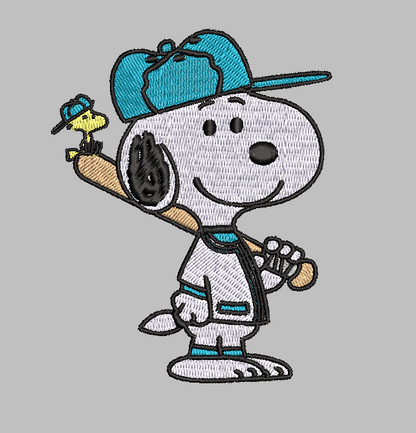 Snoopy Woodstock Baseball Embroidery Design File | Digital Download | 6 Sizes & 7 Formats Included Threaded Dreams
