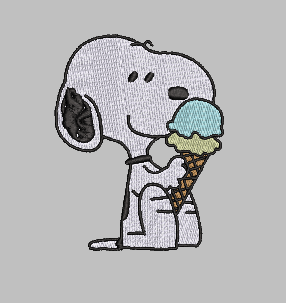 Snoopy Ice Cream Embroidery Design File | Digital Download | 6 Sizes & 7 Formats Included Threaded Dreams