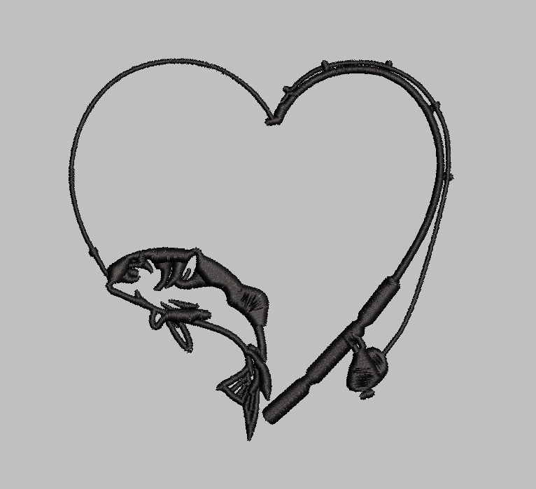 Love Fishing Embroidery Design File | Digital Download | 6 Sizes & 7 Formats Included Threaded Dreams