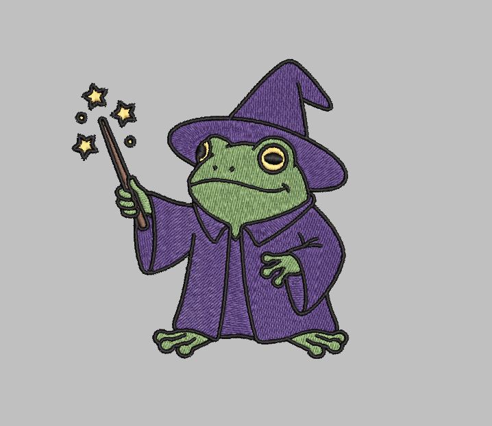 Wizard Frog Embroidery Design File | Digital Download | 6 Sizes & 7 Formats Included Threaded Dreams