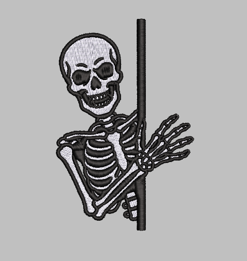 Skeleton Peek Embroidery Design File | Digital Download | 6 Sizes & 7 Formats Included Threaded Dreams