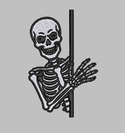 Skeleton Peek Embroidery Design File | Digital Download | 6 Sizes & 7 Formats Included Threaded Dreams