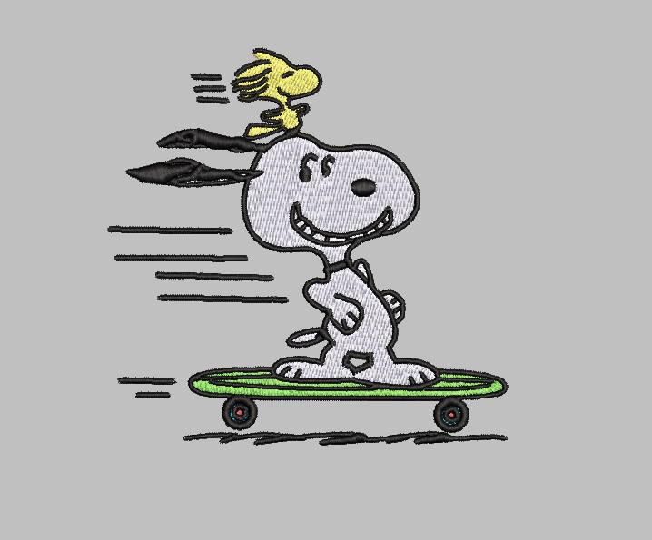 Snoopy Skateboard Embroidery Design File | Digital Download | 6 Sizes & 7 Formats Included Threaded Dreams