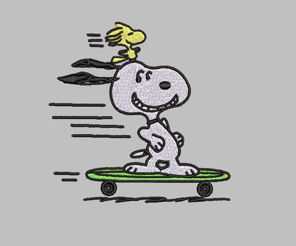Snoopy Skateboard Embroidery Design File | Digital Download | 6 Sizes & 7 Formats Included Threaded Dreams