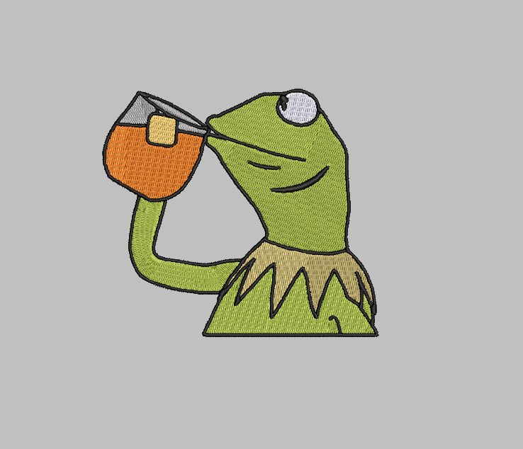 Kermit Sipping Tea Meme Embroidery Design File | Digital Download | 6 Sizes & 7 Formats Included Threaded Dreams