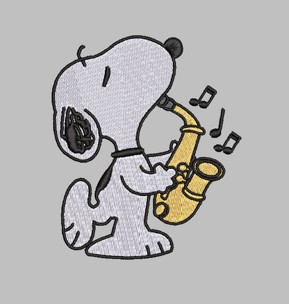 Snoopy Sax Embroidery Design File | Digital Download | 6 Sizes & 7 Formats Included Threaded Dreams