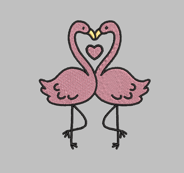 Flamingo Love Embroidery Design File | Digital Download | 6 Sizes & 7 Formats Included Threaded Dreams
