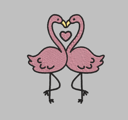 Flamingo Love Embroidery Design File | Digital Download | 6 Sizes & 7 Formats Included Threaded Dreams