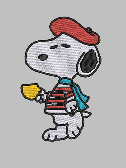 French Snoopy Embroidery Design File | Digital Download | 6 Sizes & 7 Formats Included Threaded Dreams