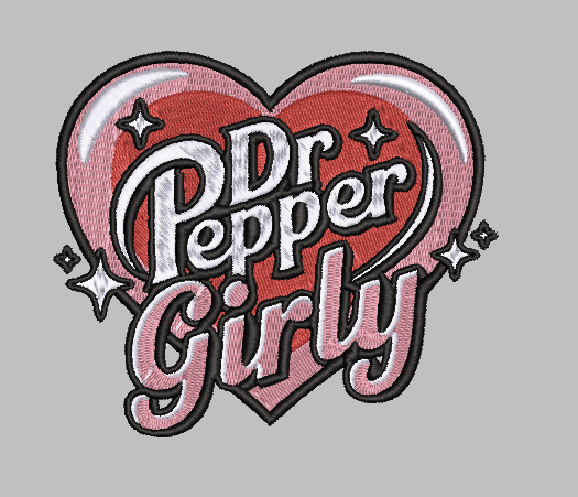 Dr Pepper Girly Embroidery Design File | Digital Download | 6 Sizes & 7 Formats Included Threaded Dreams