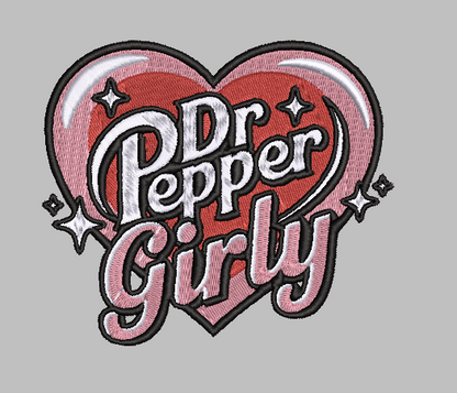 Dr Pepper Girly Embroidery Design File | Digital Download | 6 Sizes & 7 Formats Included Threaded Dreams
